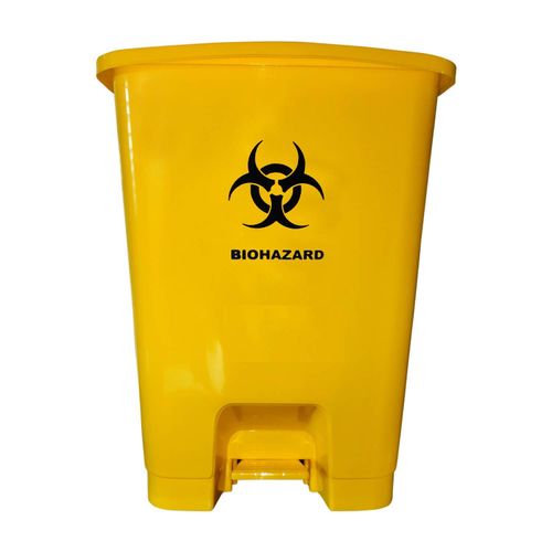 1 (1) 30 Liters Medical Yellow Plastic Foot Pedal Step-On Bin for Biohazard ...