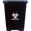 BIOHAZARD Plastic Pedal Dustbin 30 Liter (Black)-JOMEX MEDICAL SUPPLIES