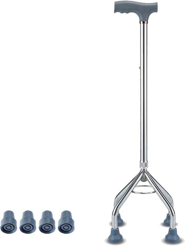 Silver Quad Cane Walking Stick