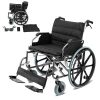 Foldable Wheelchair Extra Wide Seat Removable Leg Rest Heavy Duty 130kg Weight Capacity
