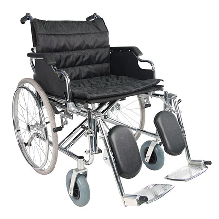 Foldable Wheelchair Extra Wide Seat Removable Leg Rest Heavy Duty 130kg Weight Capacity