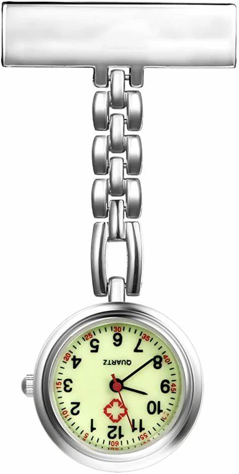 Metallic Pin-on Nurse Watch - D Link - Gold with Luminous Dial ...