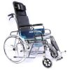 Heavy Duty Chrome Reclining Wheelchair with Commode
