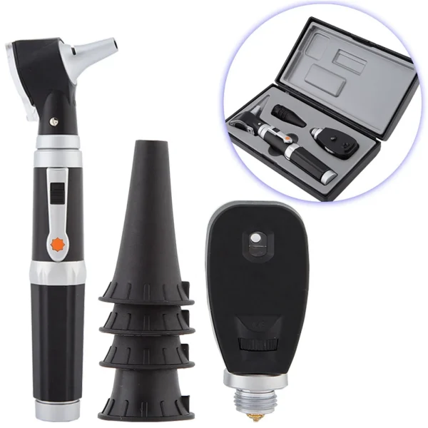 Professional-Fiber-Optic-Otoscope-Ophthalmoscope-Kit-LED-Fiberoptic-Otoscope-Ophthalmoscope-Set-Toiletry-Kits Otoscope - Ear Scope with Light, Ear Infection Detector, Pocket ...
