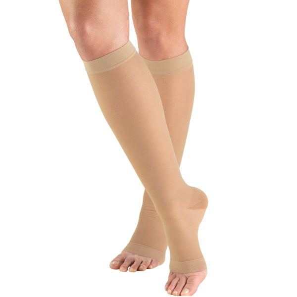 Truform-Womens-Compression-Stockings-15-20-mmHg-Knee-High-Open-Toe-Beige COMPRESSION STOCKING BELOW KNEE