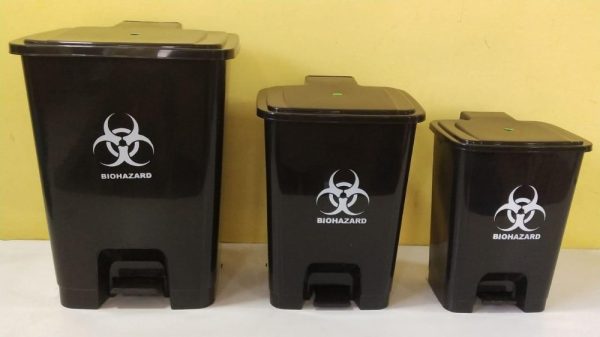 BIOHAZARD Plastic Pedal Dustbin 30 Liter (Black)-JOMEX MEDICAL SUPPLIES