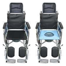Heavy Duty Chrome Reclining Wheelchair with Commode