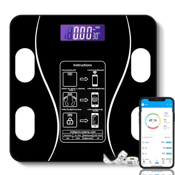 Bathroom Scale Body Fat Floor Scale Smart Wireless Digital Weight Body ..