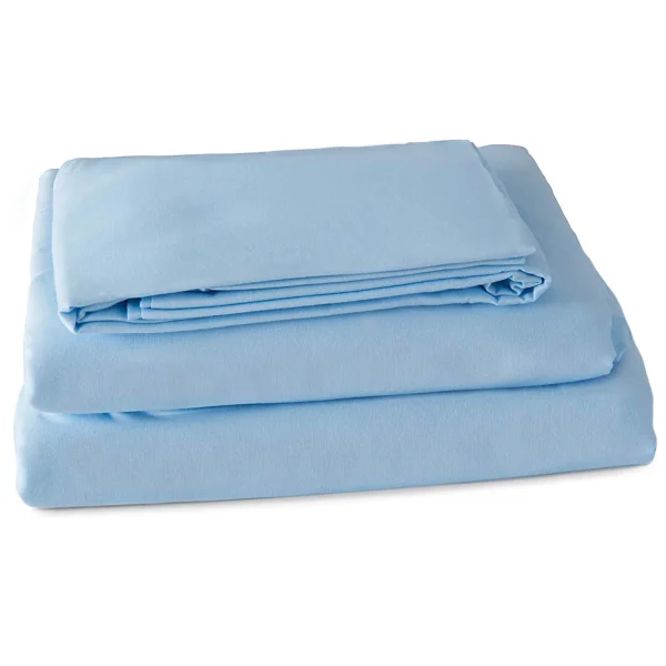 Blue and White Hospital Bed Sheets
