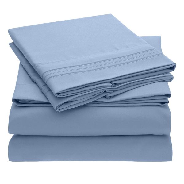Blue and White Hospital Bed Sheets
