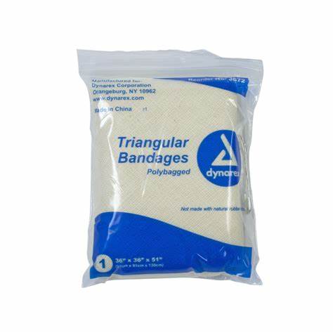 COMMON USES OF A TRIANGULAR BANDAGE - Various signs at JOMEX MEDICAL SUPPLIES
